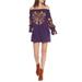 Free People Dresses | Free People Fleur Du Jour Boho Floral Gypsy Off Shoulder Embroidered Mini Dress | Color: Purple | Size: Xs