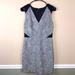 J. Crew Dresses | J. Crew Women’s V-Neck Tweed Circle Embroidered Contrast Sleeveless Sheath Dress | Color: Blue/White | Size: 6