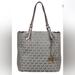 Michael Kors Bags | Michael Kors Gray & Silver Gunshot Logo Leather Trim Shoulder Bag Tote. | Color: Gray/Silver | Size: Os