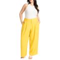 Plus Size Women's Trouser With Pleats by ELOQUII in Yellow Kiwi (Size 18)