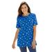 Plus Size Women's Perfect Printed Short-Sleeve Crewneck Tee by Woman Within in Bright Cobalt Nautical (Size 4X) Shirt