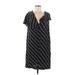 BCBGMAXAZRIA Casual Dress - Wrap: Black Stripes Dresses - Women's Size Medium