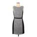 Elle Casual Dress - Sheath Scoop Neck Sleeveless: Gray Color Block Dresses - Women's Size 8