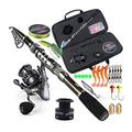 Fishing Rod Fishing Rod and Reel Combo Telescopic Fishing Rod Spinning Reel with Free Spool Fishing Hooks Lure Line Bag Full Kit Fishing Combos (Size : 2.1m and 2000 reel)