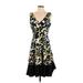 Nine West Casual Dress - Fit & Flare: Yellow Print Dresses - Women's Size 4