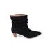 Silent D Boots: Slouch Chunky Heel Boho Chic Black Solid Shoes - Women's Size 38 - Almond Toe