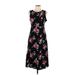 Old Navy Casual Dress Crew Neck Sleeveless: Black Floral Dresses - Women's Size 10