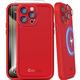 COOLQO Magnetic for iPhone 15 Pro Max Case 2X[Tempered Glass Screen Protector+Camera Lens Protectors] Shockproof Protective Phone Case for iPhone 15 Pro Max, Red