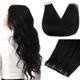 RUNATURE Injected Tape Hair Extensions Virgin Human Hair Black Tape in Hair Extensions Virgin Human Hair Insert Tape Hair Extensions 22 Inch 12.5gram 5pcs