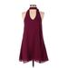Lulus Casual Dress - A-Line Mock Sleeveless: Burgundy Print Dresses - Women's Size Small