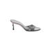 Cole Haan Mule/Clog: Slip-on Kitten Heel Cocktail Party Gray Print Shoes - Women's Size 10 - Open Toe