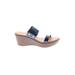 Anne Klein Mule/Clog: Slip On Platform Casual Blue Print Shoes - Women's Size 8 1/2 - Open Toe