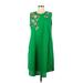 Megan Park Casual Dress - A-Line High Neck Sleeveless: Green Print Dresses - Women's Size 10