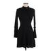 Topshop Casual Dress - A-Line Mock Long sleeves: Black Print Dresses - Women's Size 6