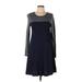 Artisan NY Casual Dress - A-Line: Blue Stripes Dresses - Women's Size Large