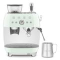 Smeg EGF03PGUK Espresso Coffee Machine with Grinder, 20 Bar Pump, 2.4L, 1650W, Pastel Green