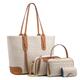 AFPFA Women's Tote Leather Shoulder Handbags, Medium Classical Style Purses Top Handle Satchel Bag Tote Bags, Tan, M