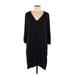 American Vintage Casual Dress - Mini V Neck 3/4 sleeves: Black Solid Dresses - Women's Size Large