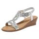 White Sandals women Platform Wedge Sandals Women Shoes With Sloping Heels And Thick Soled Sandals Fashionable With Diamonds Wearing Bohemian Sandals On The Beach (Silver, 7)