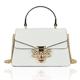 Anserdrm Crossbody and Evening Handbag For Women - Fashion Leather Bag Metal Chain Satchel Bag with Top Handle for Party, Bees White