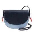 DuDu Small Ladies Shoulder Bag in Leather, Compact Slim Cross Body Bag with Flap, Adjustable Strap and Snap Closure Navy