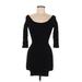 Bebe Casual Dress - Mini Boatneck 3/4 sleeves: Black Solid Dresses