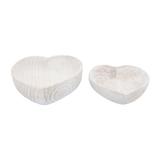 Sagebrook Home Set of 2 Wooden Heart Shaped Nested Bowls Contemporary Rustic Farmhouse