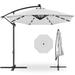 10ft Solar LED Offset Hanging Market Patio Umbrella for Backyard, Lawn & Garden w/Easy Tilt Adjustment, Polyester Shade, 8 Ribs