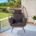 Oversized Wicker Egg Chair, Indoor Outdoor Patio Lounger with Cushions, Heavy-Duty Steel Frame Lounger for Backyard, Living Room