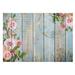 Peel & Stick Wall Mural - Roses Blue Distressed Wood - Removable Wallpaper