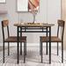 Modern 3-Piece Round Dining Table Set with Drop Leaf and 2 Chairs for Small Places, Black Frame+Rustic Brown Finish