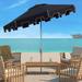 Outdoor Collection UV Resistant Zimmerman 9' Crank Market Push Button Tilt Flap Umbrella, Black/Off White