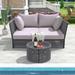 Outdoor Sunbed and Coffee Table Set, Patio Double Chaise Lounger Loveseat Daybed