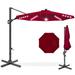 10ft Solar LED Cantilever Patio Umbrella, 360-Degree Rotation Hanging Offset Market Outdoor Sun Shade for Backyard, w/Lights