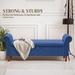 Multipurpose Rectangular Linen Sofa Stool with Large Space Saving Storage, 4 Rubber Wood Feet - 63 x 22.1 x 24.1 inch