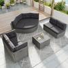 Outdoor Patio Furniture Daybed Rattan Modular Sectional Sofa Set Patio Seating Group with Cushions and Center Table