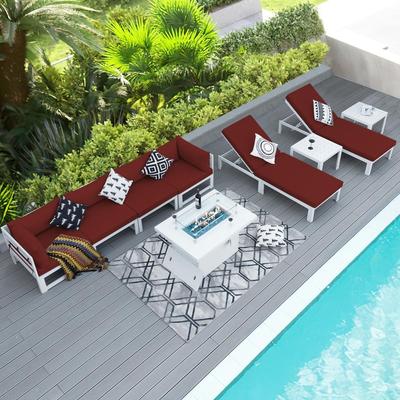 FINCATI White Aluminum Modern Patio Furniture Sectional Sofa Set with Cushion