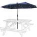 13FT Double-Sided Patio Umbrellas With LED Lights, Outdoor Extra Large Umbrella with Crank, Market Umbrella with Solar lights