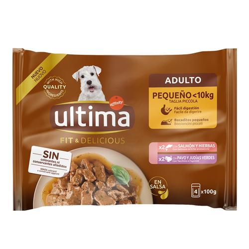 44x 100g Ultima Fit & Delicious Mini Hund Adult Lachs & Truthahn Hundefutter nass