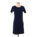 J.Crew Casual Dress - Shift Crew Neck Short sleeves: Blue Print Dresses - Women's Size X-Small