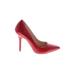 Signature Heels: Slip-on Stilleto Cocktail Red Solid Shoes - Women's Size 6 1/2 - Pointed Toe