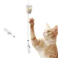 Jouet Mangeoire Interactif pour Chat Plume Réglable Transparent Fuite de Nourriture Universel