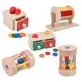 Boîte à Pièces Montessori pour Enfant Objet Permanent Tambour Textile Fuchsia Aide Sensorielle