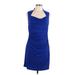 Spense Casual Dress - Mini Cowl Neck Sleeveless: Blue Print Dresses - Women's Size 10