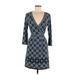 Max Studio Casual Dress Plunge 3/4 sleeves: Blue Dresses - Women's Size Medium