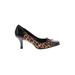 Franco Sarto Heels: Pumps Stilleto Cocktail Party Black Leopard Print Shoes - Women's Size 8 - Almond Toe