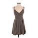 Silence and Noise Cocktail Dress - A-Line V-Neck Sleeveless: Brown Dresses - Women's Size Small