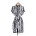 William B Casual Dress - Shirtdress Collared Short sleeves: Gray Snake Print Dresses - Women's Size Small