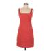 T Tahari Casual Dress - Mini Square Sleeveless: Red Solid Dresses - Women's Size 6