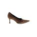 Manolo Blahnik Heels: Slip-on Stiletto Work Brown Solid Shoes - Women's Size 39 - Pointed Toe